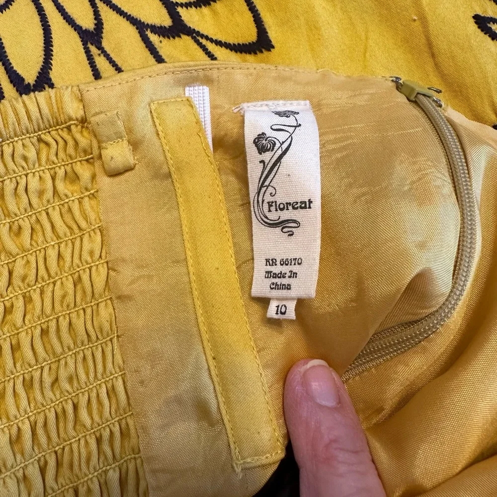 Floreat Yellow Strapless Dress with Purple Accents - Picture 6 of 8